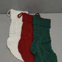 Christmas Stockings 3 Pack, 18 Inches Large Cable Knit Personalized Christmas Stocking Knitted Stocking Decorations for Family Xmas Party Decor (Red White Green Christmas Stocking)