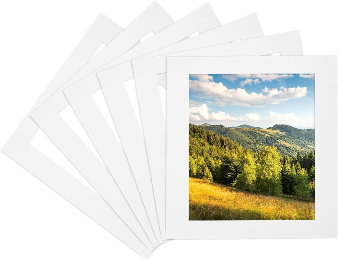 PATIKIL 4x4 Mat for 3x3 Photo, 6 Pack Precut Acid-Free Mat Board White Core Picture Frame Board for Photos Show, Prints, Art Displays, White