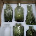 Glass Bud Vase Set of 5, Green Small Flower Vases for Centerpieces in Bulk, Mini Vintage Vase for Rustic Wedding, Home, Table Decoration