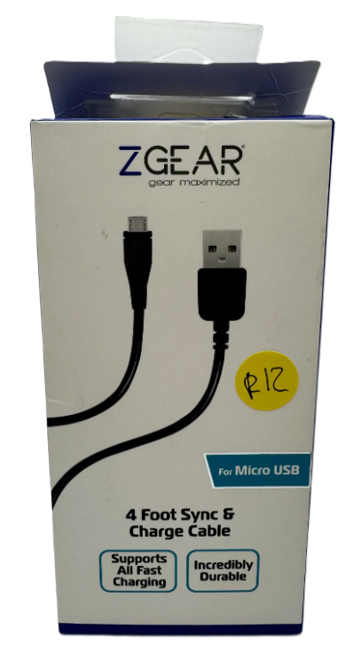 Zgear 4 Foot Sync & Charge Cable For Micro Usb