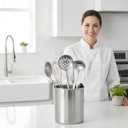 Stainless Steel Utensil Holder - Utensil Caddy, Weighted Base for Stability - Utensil Crock and Countertop Utensil Organizer, Stainless Steel Caddy