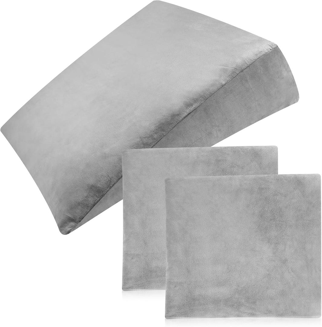 Wesiti 2 Pcs Bed Wedge Pillow Cover with Zipper Design Wedge Pillowcase Protector Zippered Soft Breathable Removable Home Sleeping Supplies, Only Pillowcase(25 x 24 x 12 Inch,Gray)