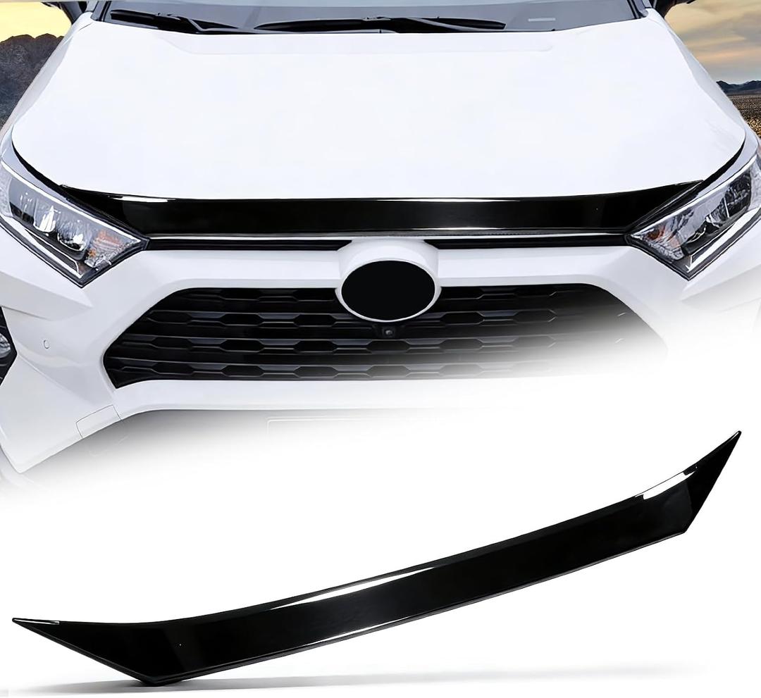 Hood Deflector Protector Compatible Toyota RAV4 2025 2019-2024 and RAV4 (Hybrid) SE/LE/XSE/XLE/Limited 2019-2024 with Hood Protector Cover Trim Exterior Accessories Bumper Guard Glossy Black