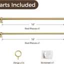TWOPAGES 16" to 28" Gold Cafe Curtain Rod with Rings, Short Adjustable Rod Set Perfec for Café Curtains and French Doors, 1 Pack