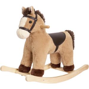 Rocking Horse for Toddlers 18M+, Rocking Animal with Realistic Sound, Stuffed Rocker Ride on Toy, Birthday Gift for Kids, (Light Brown Horse), Large