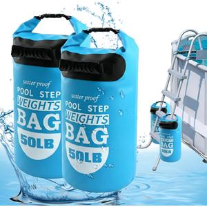 Heavy Duty Pool Ladder Weights 2 Pack 50LB, Sand Water Universal Step Stabilizers, 500D PVC Waterproof Pool Sandbags with Handles for Above Ground Stairs(50LB)