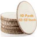 Set of (9) 12-13 Inches Large Wood Slices, Wood Centerpieces for Tables, Wood Slices for Centerpieces, Unfinished Wood Rounds for Wedding, Baby Shower, Party, Natural Paulownia Wooden Slabs