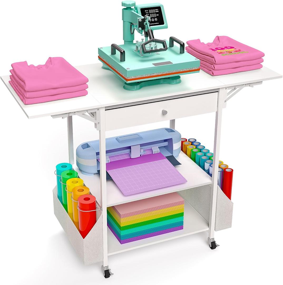 ππ«πππ’π Foldable Heat Press TableβHold 36 Vinyl Rolls, Movable Heat Press Stand Cart with Storage Bag, Collapsible Heavy Duty Workbench for Sublimation, T-Shirts and Caps Heat Transfer Project ππ«πππ’π Foldable Heat Press TableβHold 36 Vinyl Rolls, Movable Heat Press Stand Cart with Storage Bag, Collapsible Heavy Duty Workbench for Sublimation, T-Shirts and Caps Heat Transfer Project