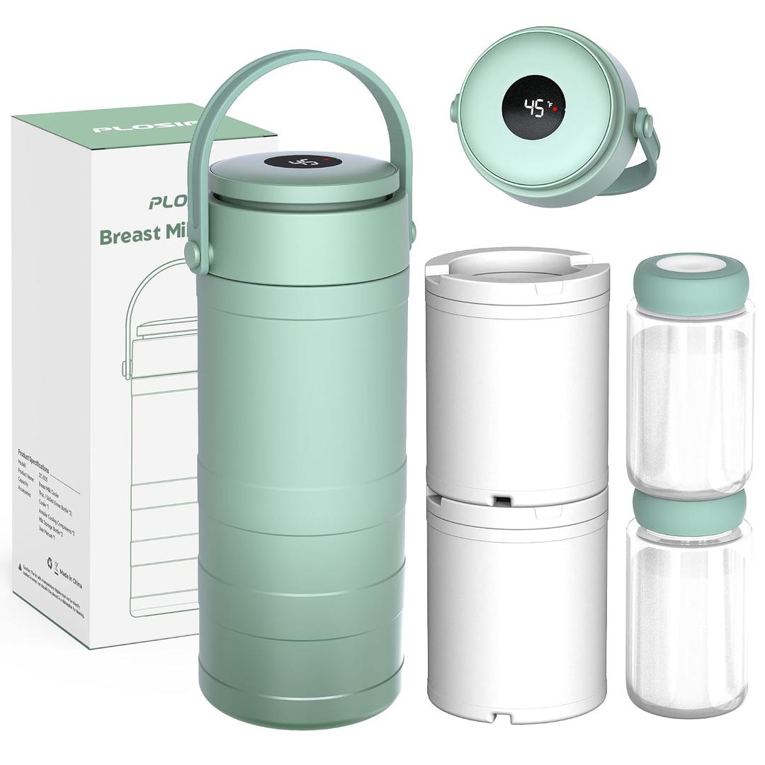 Portable Breast Milk Cooler, 24H 360 Cooling, Digital Temp Display, 22oz Capacity with 2 BPA-Free Bottles, CPC Certified for Outdoor Travel & Commute
