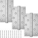 KOLET Ball Bearing Door Hinges, 5 x 3 Inches Door Hinges with Heavy Duty Stainless Steel, Square Corner with Extra Thick 3mm, Smooth and No Squeak, Non Removable Pin, Brushed Nickel, 3 Pack