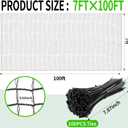 7x100ft Deer Fence Netting Animal Fence Barrier with 100 Zip Ties, Plastic Heavy Duty Mesh Fence Barrier Garden Protection Fencing for Snow, Poultry, Yard and Construction (Black, 7ftx100ft)