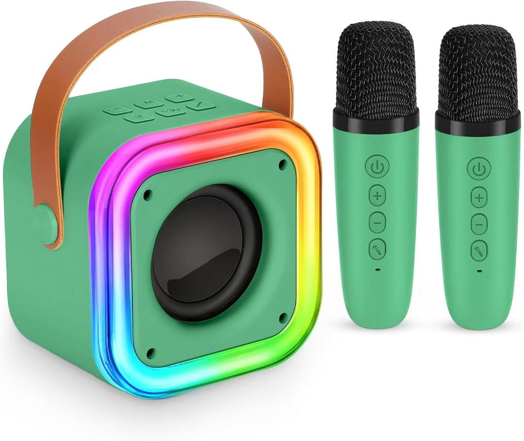 Mini Karaoke Machine for Kids, Girl Toys Gifts, Kids Karaoke Wireless Microphone for 4,5,6,7,8,9,10,11,12 Years Old Boys and Girls Christmas Party Gifts Toys (Dark Green)