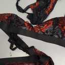 RSLOVE Women Lingerie Set with Garter Belt Lace Lace Teddy Babydoll Strappy Exotic Bra and Panty Set (No Stockings) Black-Red S