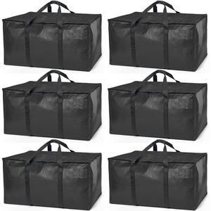 ClearSpace Heavy Duty Moving Bags or Storage Bags  Black Storage Bins with Lids, Large Moving Boxes with Backpack Straps & Zippers, Packing Box & Moving Supplies for College Dorm, 6 Pack