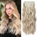 Clip in Hair Extensions, 20 Inches Wavy Long Synthetic Hair Extensions Clip ins,Soft (Color:16H613#)