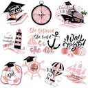 Dazoratix Cruise Stateroom Magnet Decoration - 10pcs Graduation Travel Rose Gold Magnets Cruise Door Decor Congrats Ship Stickers Decorations Cabin Graduation Fiesta Party Supplies for Friend