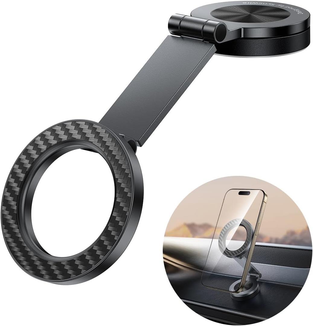 SYNCWIRE for MagSafe Car Mount 360 Rotation Magnetic Phone Holder for Car, Adjustable Metal Arm, Car Magnet Phone Mount for Dashboard, Car Accessories Fit iPhone 17 16 15 14 13 Pro Max &All Phones