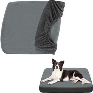 Dog Bed Washable Waterproof Cover Replacement for Dog Cat, Soft Cover Only (Grey, 41x29x6 Inches)