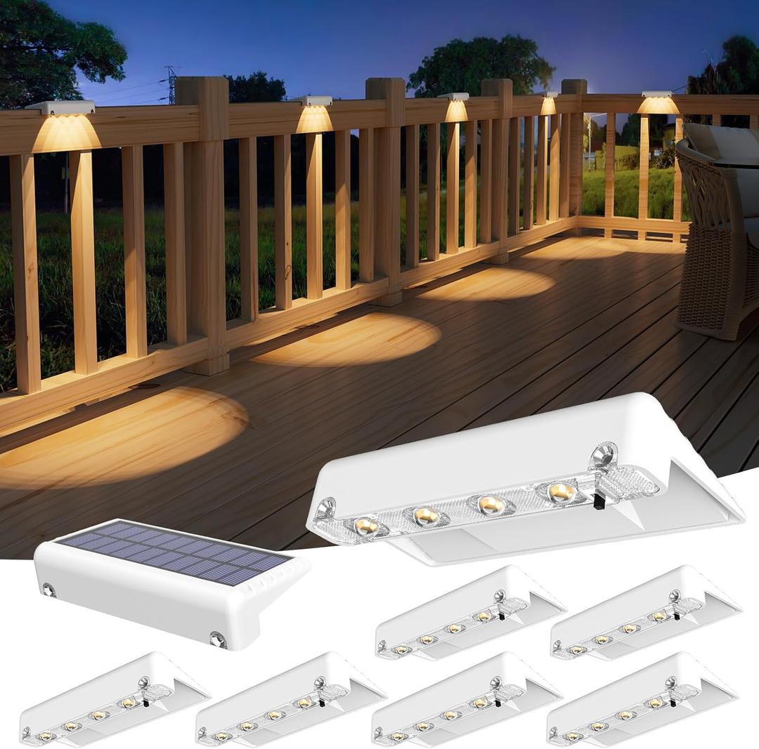 VOLISUN Solar Deck Lights 8 Pack, Warm White Glow LED Large Size Lamp, IP65 Waterproof Step Lights Outdoor for Deck, Step, Fence, Railing, Wall and Stairs