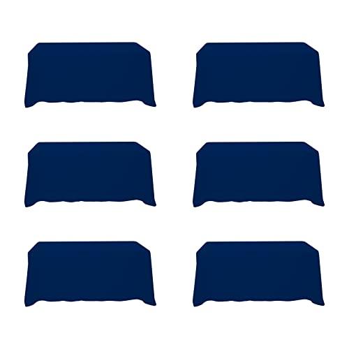 BRILLMAX 6 Pack Navy Blue Tablecloths 90 x 132 Inch for 6ft Rectangle Tables - 150 GSM Polyester Fabric, Floor Length Drop, Water, Stain & Wrinkle Resistant Cloth Cover for Wedding Reception Banquet
