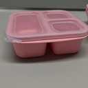 Snack Boxes (3 Pack) - Stackable Bento Boxes with 3 Compartments, Meal Prep Containers Reusable, Lightweight Lunch Containers for Kids and Adults, BPA Free (Pink)