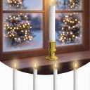 Oviejo 4 Pack Christmas Electric Candles, Dusk to Dawn Candle Lamps with Gold Base, Christmas Window Candles with On/Off for Home Table Weddings Holiday Decor (BO tear candlestick)