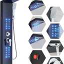 Shower Panel Contemporary Shower Tower with LED Shower Head System Full Body Shower Jets Wall Mounted Shower Panels Stainless Steel Shower Faucet Set Matte Black