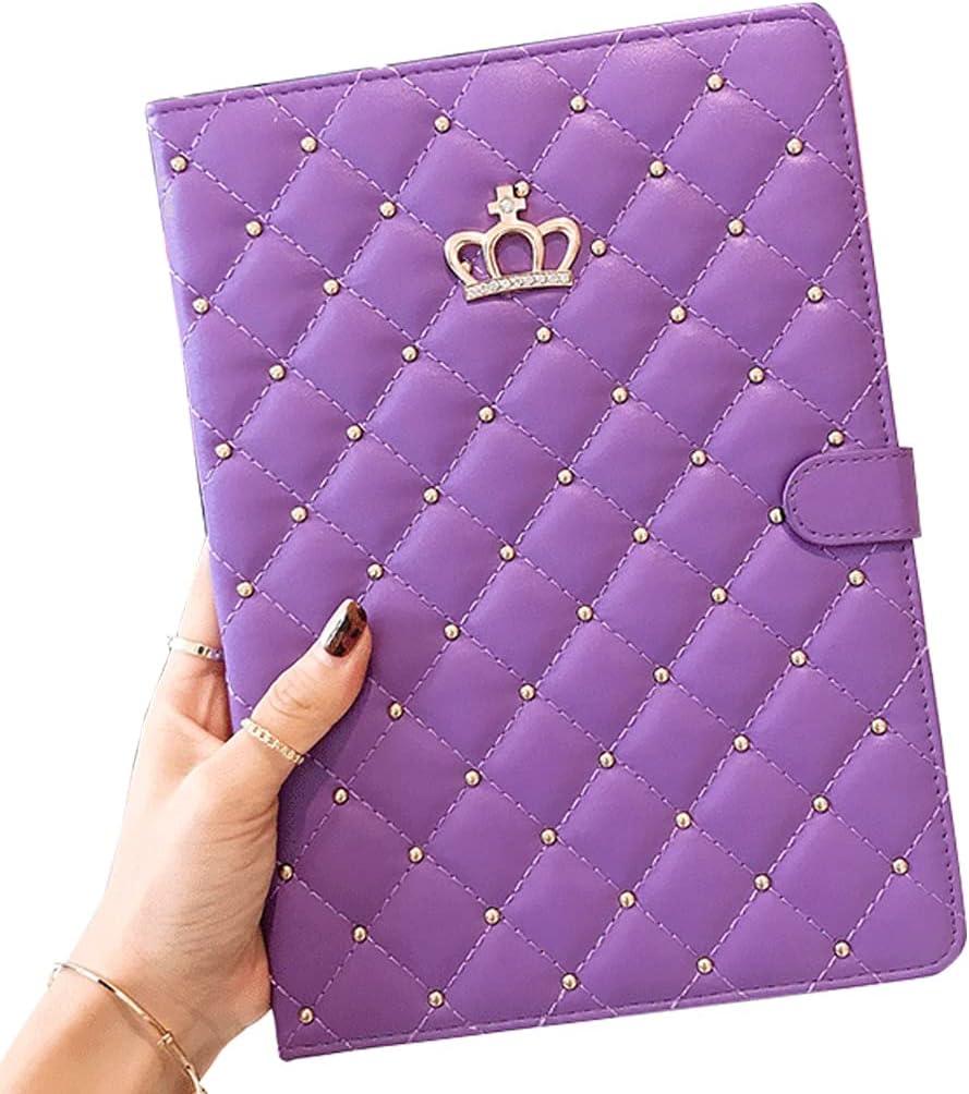 Topwin Crown Design Case for iPad 5/6 9.7''/ iPad Air 2/1, Diamond Cute Elegant PU Leather Smart Auto Sleep/Wake Stand Shockproof Case for Apple iPad 9.7 iPad 5th/6th/iPad Air (Purple)