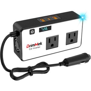 200W Car Power Inverter, Car Plug Adapter Outlet 12V to 110V Converter with 24W USB Fast Charging Port, Dual AC Outlet for Laptop, Vehicles, Camping (LED Display) (White) 200W Car Power Inverter, Car Plug Adapter Outlet 12V to 110V Converter with 24W USB Fast Charging Port, Dual AC Outlet for Laptop, Vehicles, Camping (LED Display) (White)