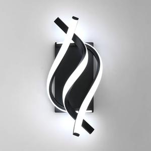 DAXGD Modern LED Wall Sconce 21W Indoor Wall Sconces Light Cool White 6500K Spiral Design Wall Mounted LED Lamp for Bedroom Stairwells Living Room Hallway Office (Black, 6500K)