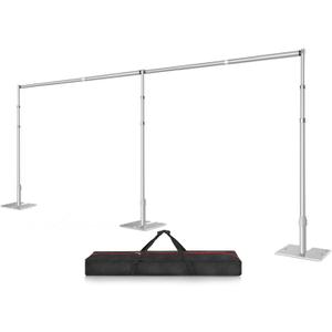10x20 Pipe and Drape Stand Kit, Heavy Duty Backdrop Stand Adjustable, Sturdy Metal Back Drop Decoration Frame with Flat Base for Parties, Flower Wall, Wedding, Event,Trade Shows, Photo Shoot (10ftx20ft, Silver)