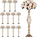 12Pcs Gold Centerpieces for Tables,Tall Gold Centerpieces for Wedding,Metal Candle Holder for Wedding Party, Dinner, Event, Hotel, Home Decor