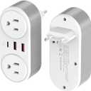 2 Pack European Travel Plug Adapter, CHUAFIUR US to Europe Plug Adapter with 2 Outlets 3 USB Charging Ports, PD 20W Fast Charger with Type C Travel Essentials to Most EU Spain Italy France Germany