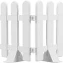 Milisten 2pcs Plastic Picket Fence Edgings Garden Fence with Bases Garden Driveway Gates for Front Yard Tree Lawn Flowerbeds Backyard Decor White