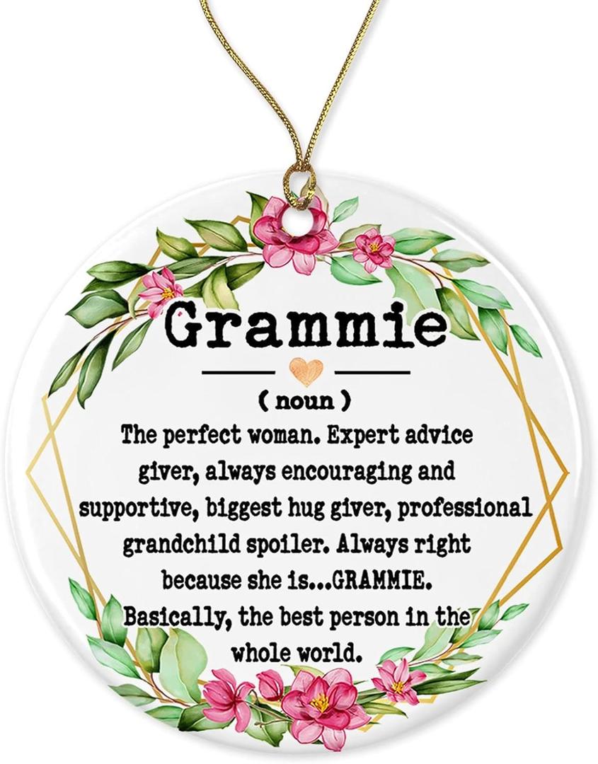 3 x Grammie Noun Ornament - Christmas & Mother's Day Keepsake Printed on Both Sides