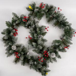 Pre-Lit Artificial Christmas Garland, Snowflake Garland, White Lights 50, Decorated with Pine Cones, Berry Clusters, Plug in, Christmas Decorations, 9 Feet