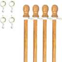 56" Wooden Flag Pole for House Pack of 4 Improved Design Tangle Free Adjustable Rotating Rings Heavy Duty Flag Poles for Outside Fit Most Flag Sizes
