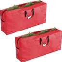 Set of 2 Christmas Tree Storage Bags - Fits 9-Foot Artificial Tree Each - Protect Holiday Decorations from Moisture and Damage by Elf Stor (Red)
