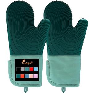 Silicone Oven Mitts-13.6 in Extended Oven Mitts Heat Resistant 500F, Oven Gloves with Soft Liner Good Grippy BPA-Free Easy to Clean Flexible-Oven Mits Set for Cooking Baking Grilling BBQ (Green) Silicone Oven Mitts-13.6 in Extended Oven Mitts Heat Resistant 500F, Oven Gloves with Soft Liner Good Grippy BPA-Free Easy to Clean Flexible-Oven Mits Set for Cooking Baking Grilling BBQ (Green)