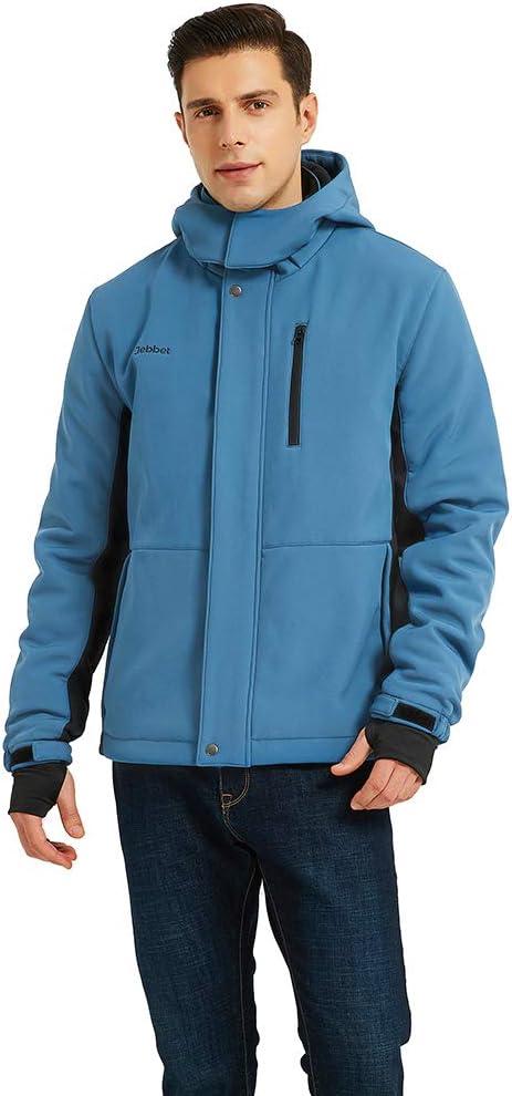Men's Heated Jacket Windproof Winter Outdoor Soft Shell with Detachable Hood Electric Heated Coat (Blue, XL)