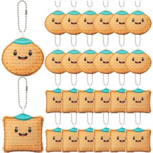 Nosiny 24 Pcs Passover Gift Matzah Plush Keychain Bulk Charm Backpack Pendants Chain Religious Party Favors for Kids Seder Decor Jewish Holiday Gift Passover Party Favor Jewish Seder Meal Decoration