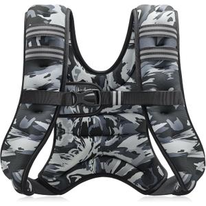 ZELUS Weighted Vest, 6lb/8lb/12lb/16lb/20lb/25lb/30lb Weight Vest with Reflective Stripe for Workout, Strength Training, Running, Fitness, Muscle Building, Weight Loss, Weightlifting (Gray Camo)