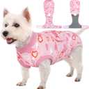 Kuoser Dog Surgery Recovery Suit, Valentine's Day Doggie Surgical Shirt for Female Male Dogs, Pet Onesies for Small, Medium Large Dogs (M (Back:13.4-16.1'', Weight:14-25 LB), Pink Heart)