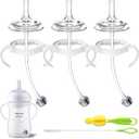 Plastic-Free Straw Cup Conversion Kit for Philips Avent Natural Baby Bottle, Sippy Cup Transition Kit with All Silicone Straw Top Nipples, Metal Weighted Straw, Handles & Brush for Toddler 6+ Month