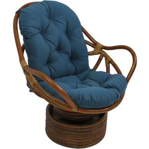 Blazing Needles Solid Twill Swivel Rocker Polyester Chair Cushion, 48" x 24", Indigo