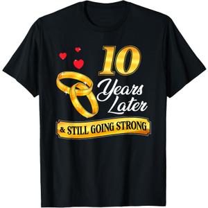Celebrate 10 Years Of Marriage! 10th Wedding Anniversary T-Shirt, Small