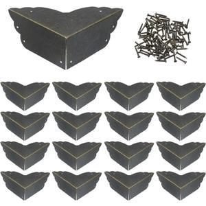 Mcredy 16 Pcs Corner Guards Retro Bronze Furniture Corner Protectors Covers Metal Furniture Edge Protector with Nails for Desk Cabinet Shelf Coffee Table, 2.8"x2.8"x1.2"(LxWxH), Side Length 2.8"