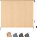 KELIXU Patio Shades Roll Up Outdoor Blind, 10' W x 8' H Cordless Sun Shade Privacy Screen with 90% UV Protection Exterior Roller Shade Cloth for Porch Pergola Backyard Windows Balcony, Walnut