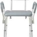Medline Shower Chair with Backrest and Padded Armrests - 350 lb. capacity, Bath Bench, Seat, Stool for Independent Adult, Seniors, Elderly & Disabled Patients, Grey