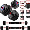 Adjustable Dumbbells, 30lbs Free Weight Set with Connector,5 in1 Dumbbells Set Used as Barbell,Kettlebells, Suitable Men/Women